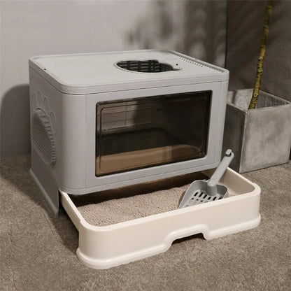Foldable Cat Litter Box Front Entry & Top Exit - Pawsitive Cuddles