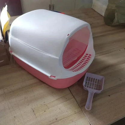Kitty Sandbox Cat Litter Box Semi-enclosed Splashproof Cat Tray Cat Toilet Cleaning Basin Supplies Pet Toilet Kitten Tray Bedpan - Pawsitive Cuddles