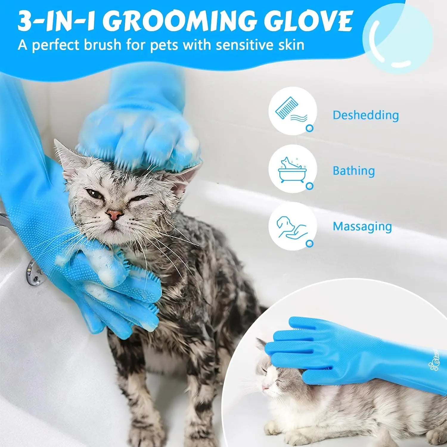 Soft Silicone Bath & Cleaning Gloves - Pawsitive Cuddles
