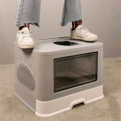 Foldable Cat Litter Box Front Entry & Top Exit - Pawsitive Cuddles