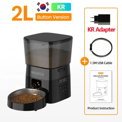 Button-Controlled Smart Cat & Dog Food Dispenser - Pawsitive Cuddles