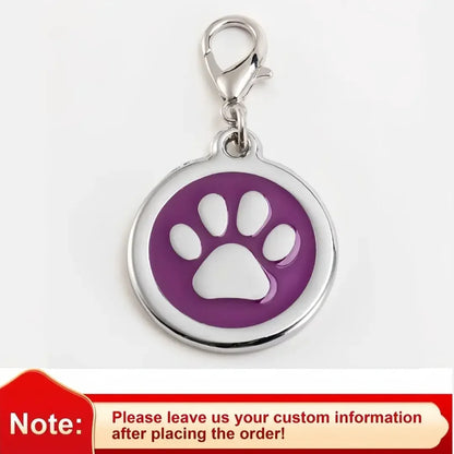 Custom Engraved Name Tag with Paw Print Design - Pawsitive Cuddles