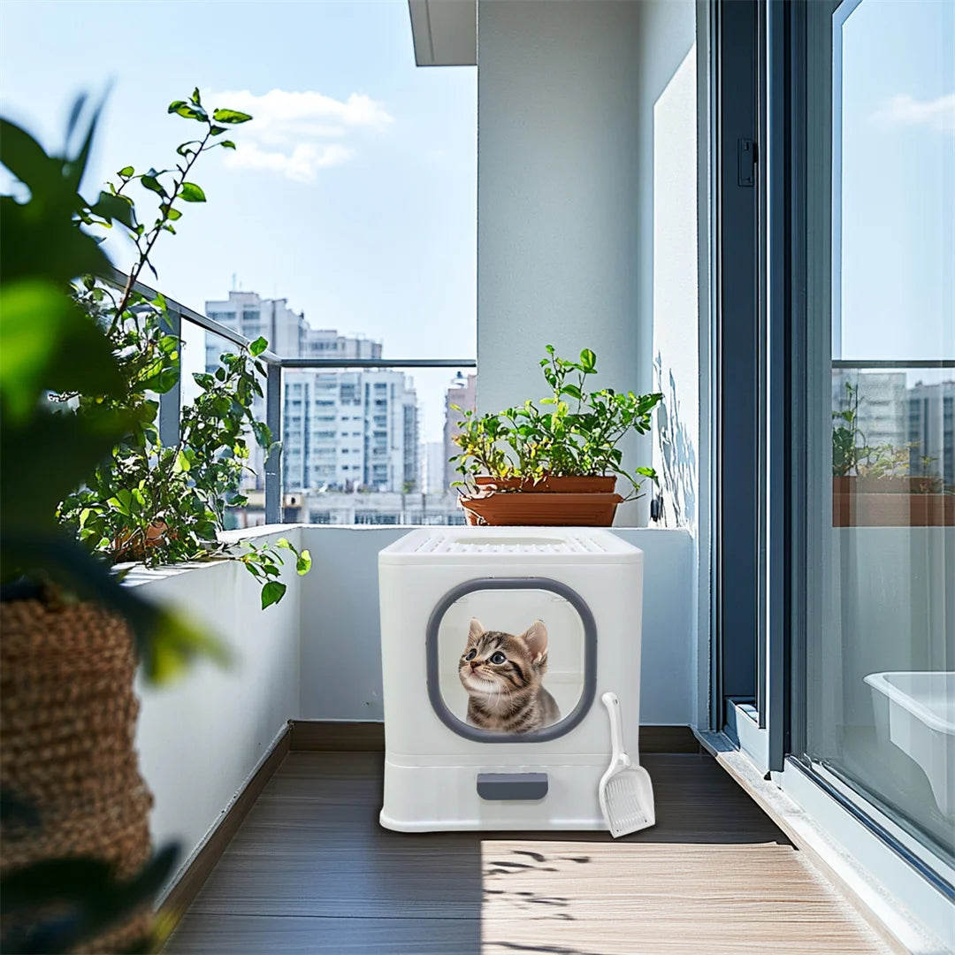 Cat Litter Tray Box: Foldable Top Entry - Pawsitive Cuddles