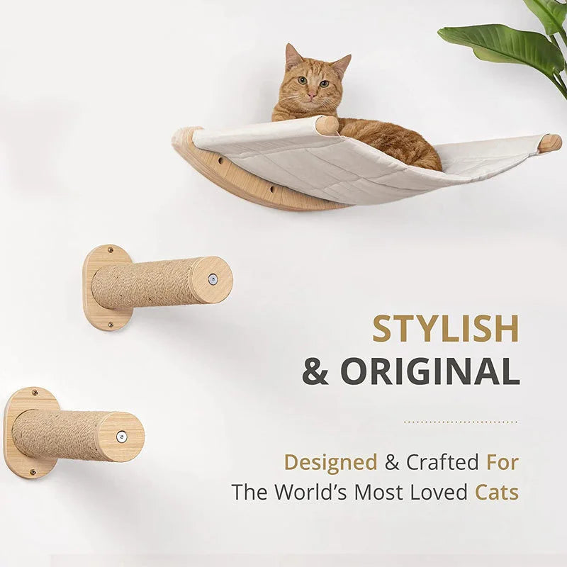 Climbing Wall Bed Nest with Cat Steps - Pawsitive Cuddles