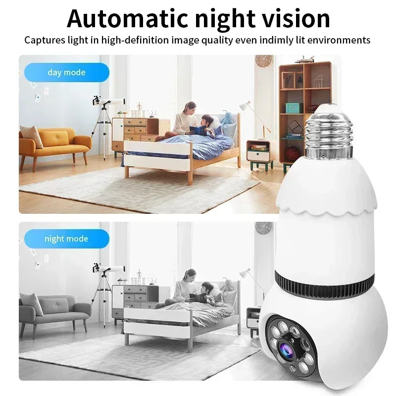 LED Bulb WiFi Surveillance Camera Automatic AI Tracking - Pawsitive Cuddles