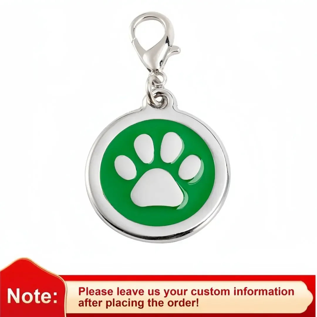 Custom Engraved Name Tag with Paw Print Design - Pawsitive Cuddles