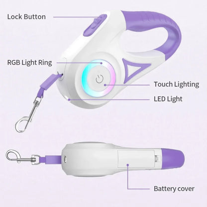 LED Retractable Dog Leash with light - Pawsitive Cuddles