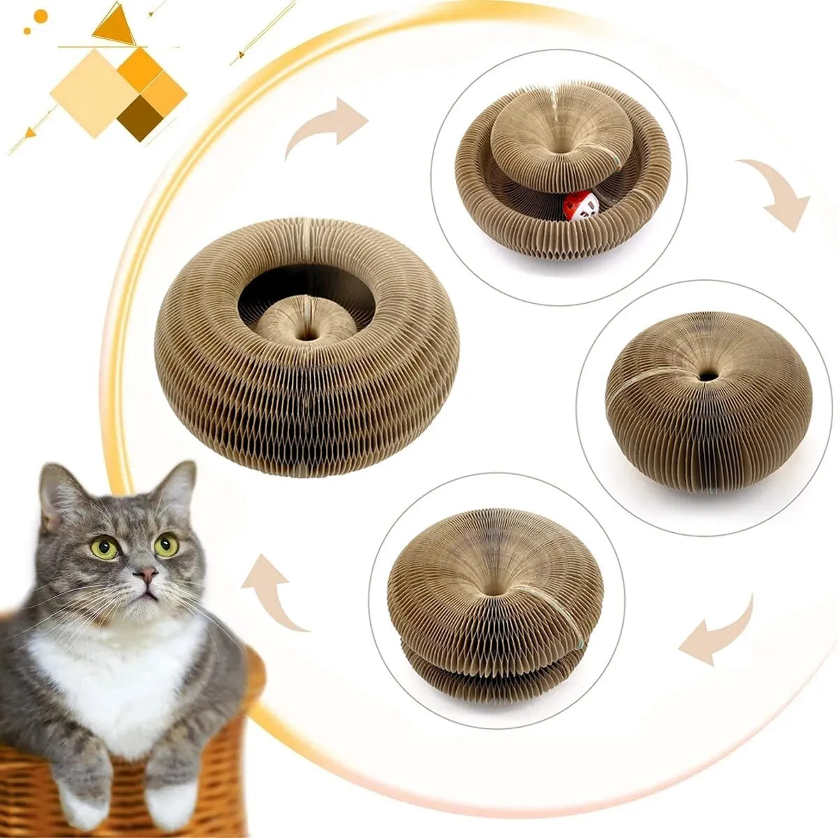 Round Corrugated Claw Grinder with Ball - Pawsitive Cuddles