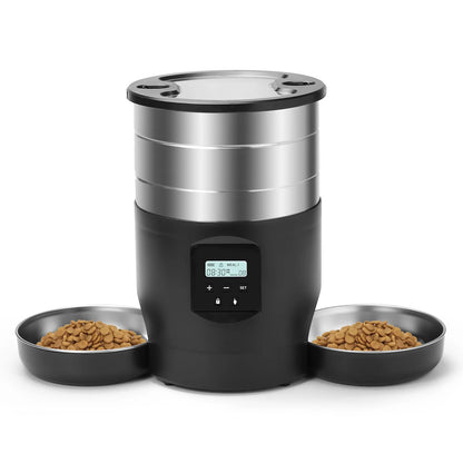 4.5L Button WiFi Automatic Cat Feeder Includes Two Stainless Steel Bowls