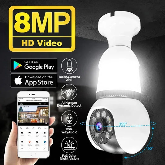 LED Bulb WiFi Surveillance Camera Automatic AI Tracking - Pawsitive Cuddles