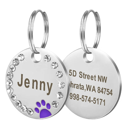 Rhinestone Name Tag for Dogs & Cats - Pawsitive Cuddles