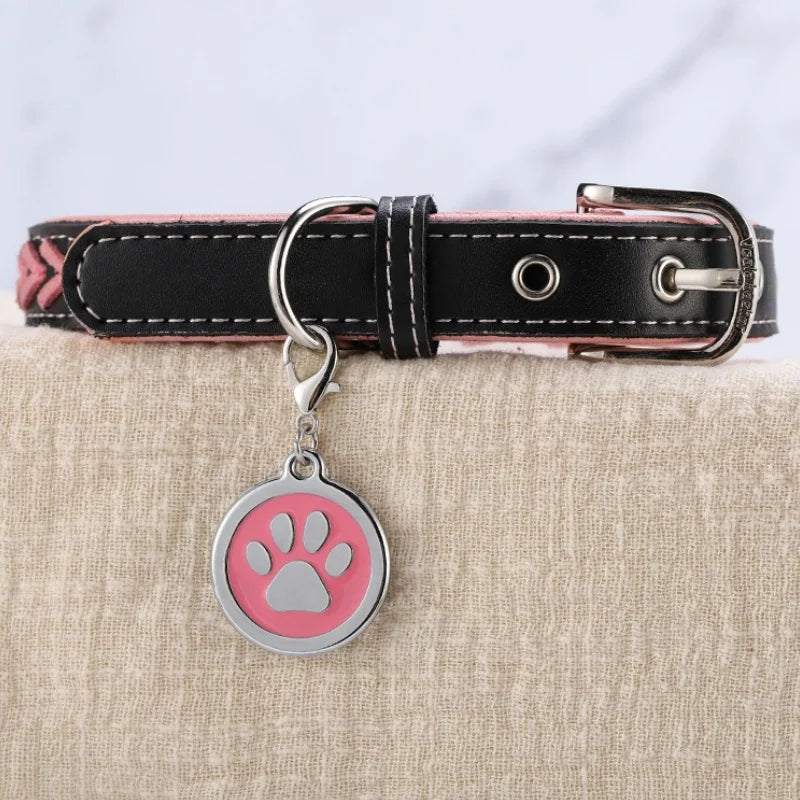 Custom Engraved Name Tag with Paw Print Design - Pawsitive Cuddles