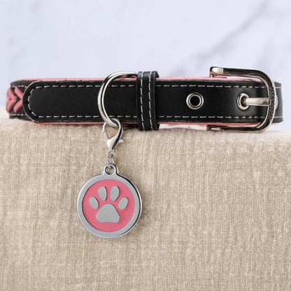 Custom Engraved Name Tag with Paw Print Design - Pawsitive Cuddles