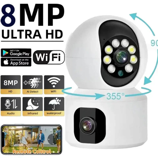 8MP 4K WiFi Camera Dual Screen Surveillance Auto Tracking T - Pawsitive Cuddles