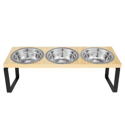 Elevated Pet Bowls Wood  Stand with Stainless Steel - Pawsitive Cuddles