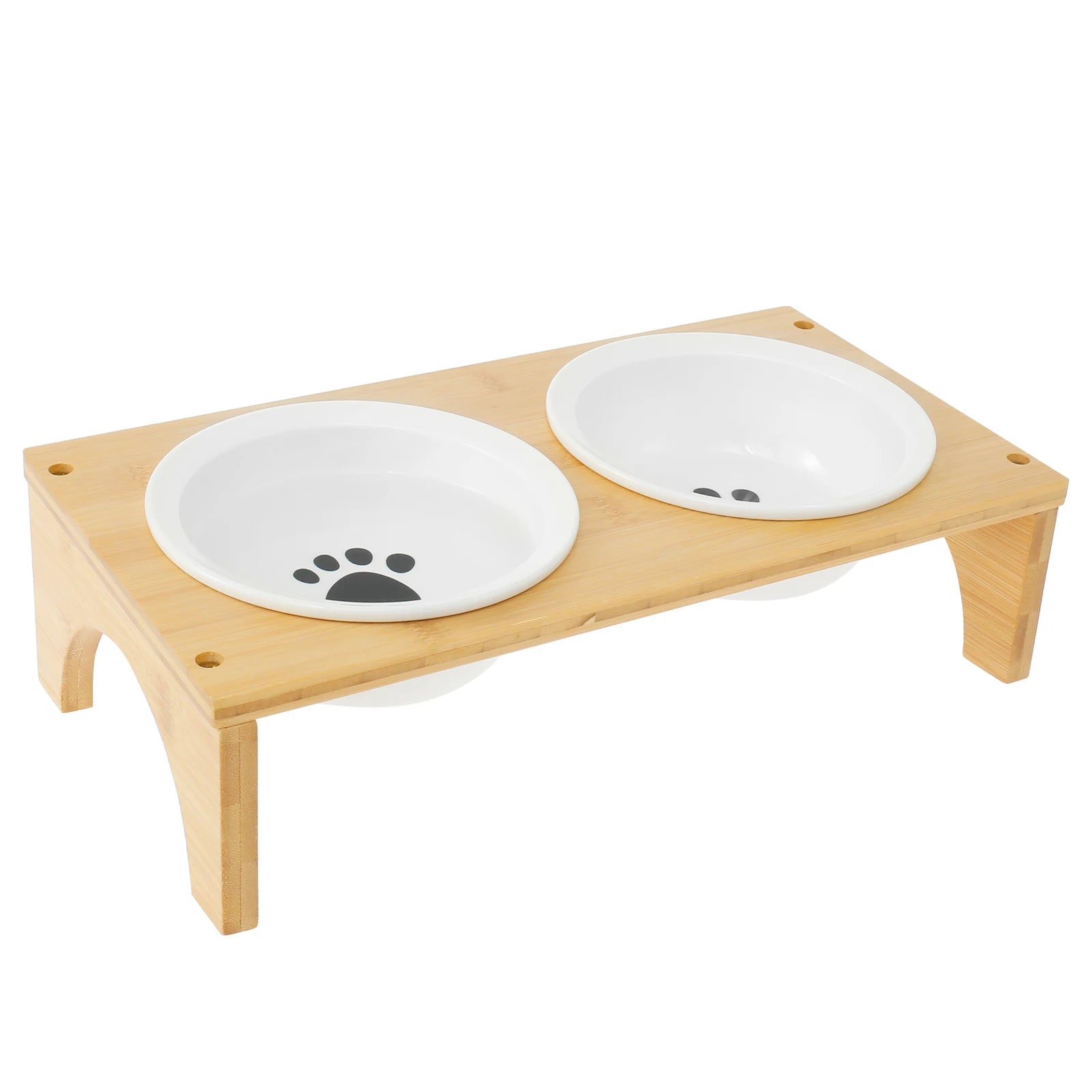 Elevated Pet Bowls Wood  Stand with Stainless Steel - Pawsitive Cuddles