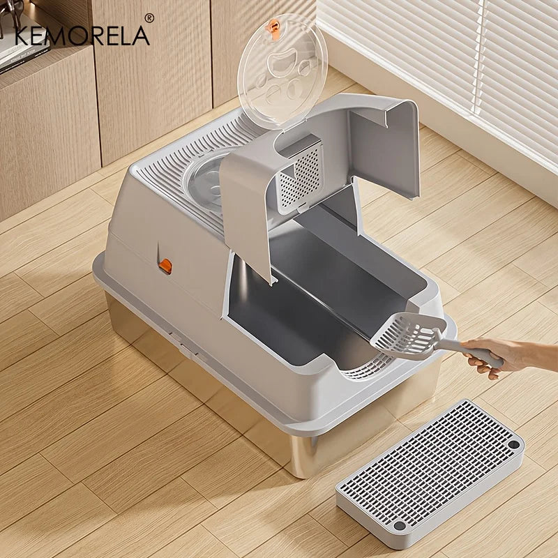 KEMORELA XL Stainless Steel Cat Litter Box - Pawsitive Cuddles