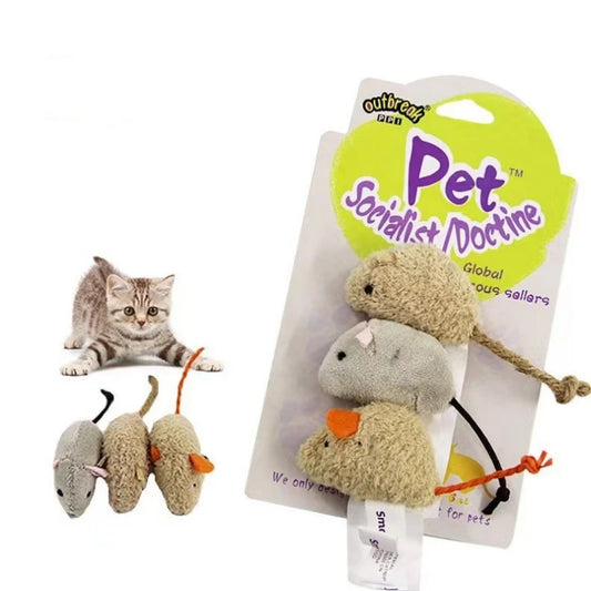3pcs Plush Simulation Mouse Cat Toy - Pawsitive Cuddles