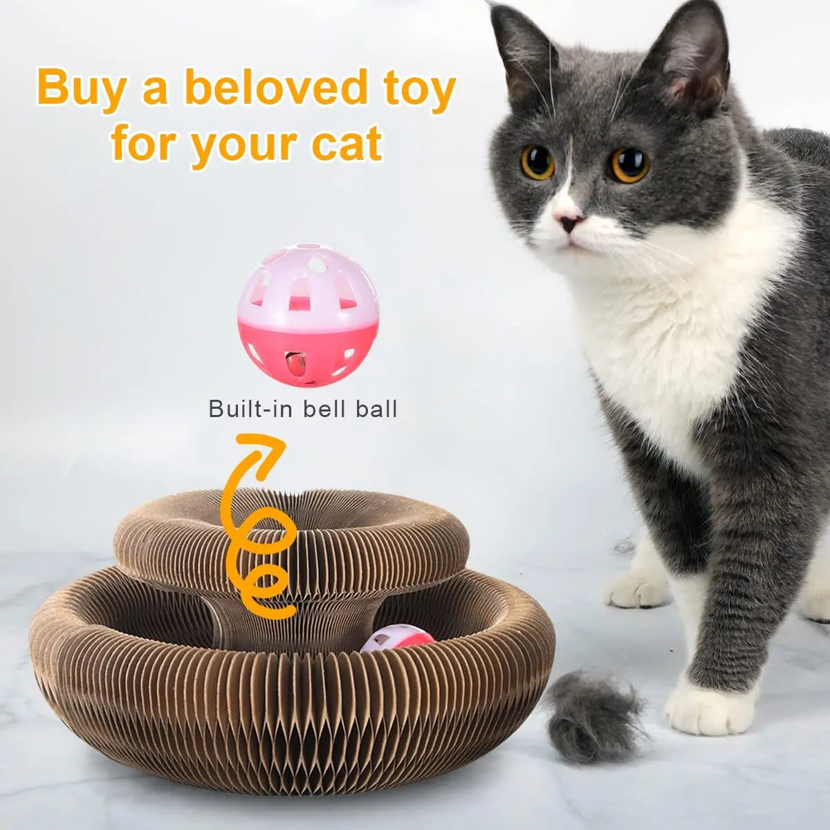 Round Corrugated Claw Grinder with Ball - Pawsitive Cuddles