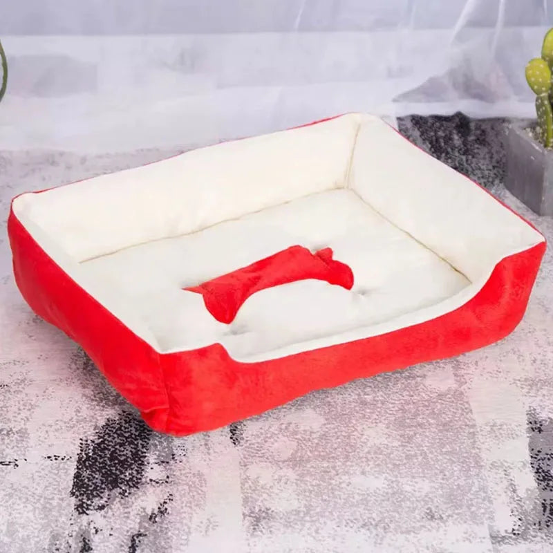 Warm Bone Washable Pet Bed for Dogs & Cats – Soft Cotton Nest - Pawsitive Cuddles