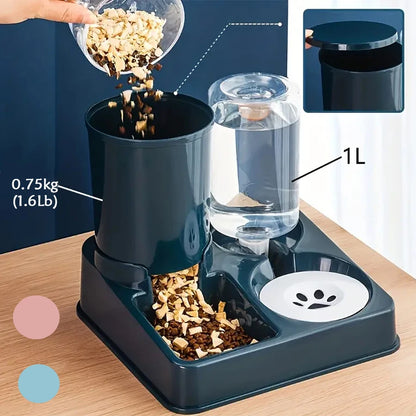 "2-in-1 Automatic Cat Feeder & Water Dispenser – Gravity Food & Waterer"