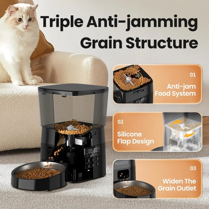 Button-Controlled Smart Cat & Dog Food Dispenser - Pawsitive Cuddles