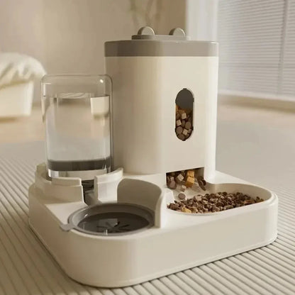 Gravity Automatic Feeder For Dog Cat Food Bowl With Water Fountain Large Capacity