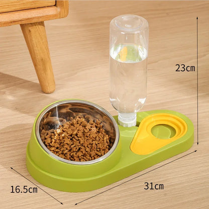Double Cat Bowl Feeder – Large Capacity Food & Water Dispenser - Pawsitive Cuddles