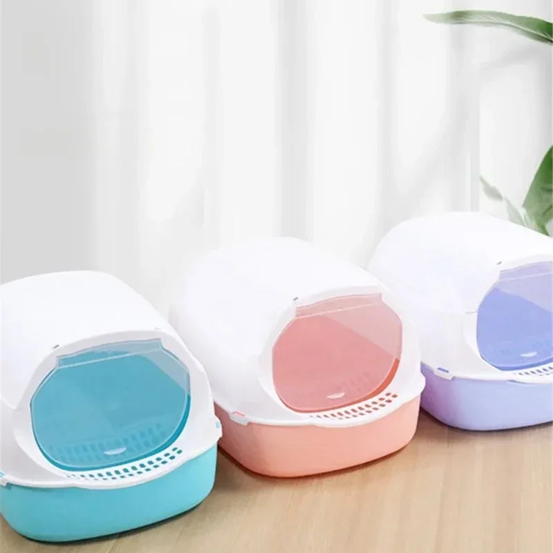 Kitty Sandbox Cat Litter Box Semi-enclosed Splashproof Cat Tray Cat Toilet Cleaning Basin Supplies Pet Toilet Kitten Tray Bedpan - Pawsitive Cuddles