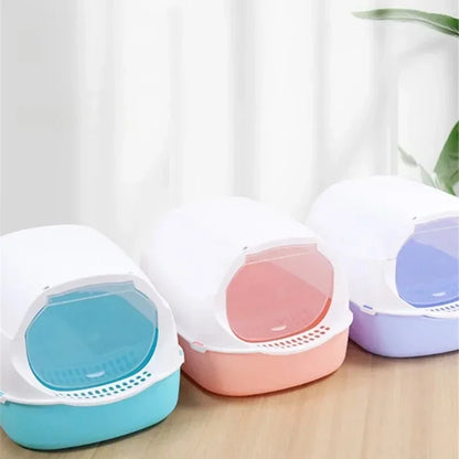 Kitty Sandbox Cat Litter Box Semi-enclosed Splashproof Cat Tray Cat Toilet Cleaning Basin Supplies Pet Toilet Kitten Tray Bedpan - Pawsitive Cuddles