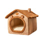 **1PC Four-Season Enclosed Pet Bed – Brown Teddy Bear Style for Cats & Dogs** - Pawsitive Cuddles