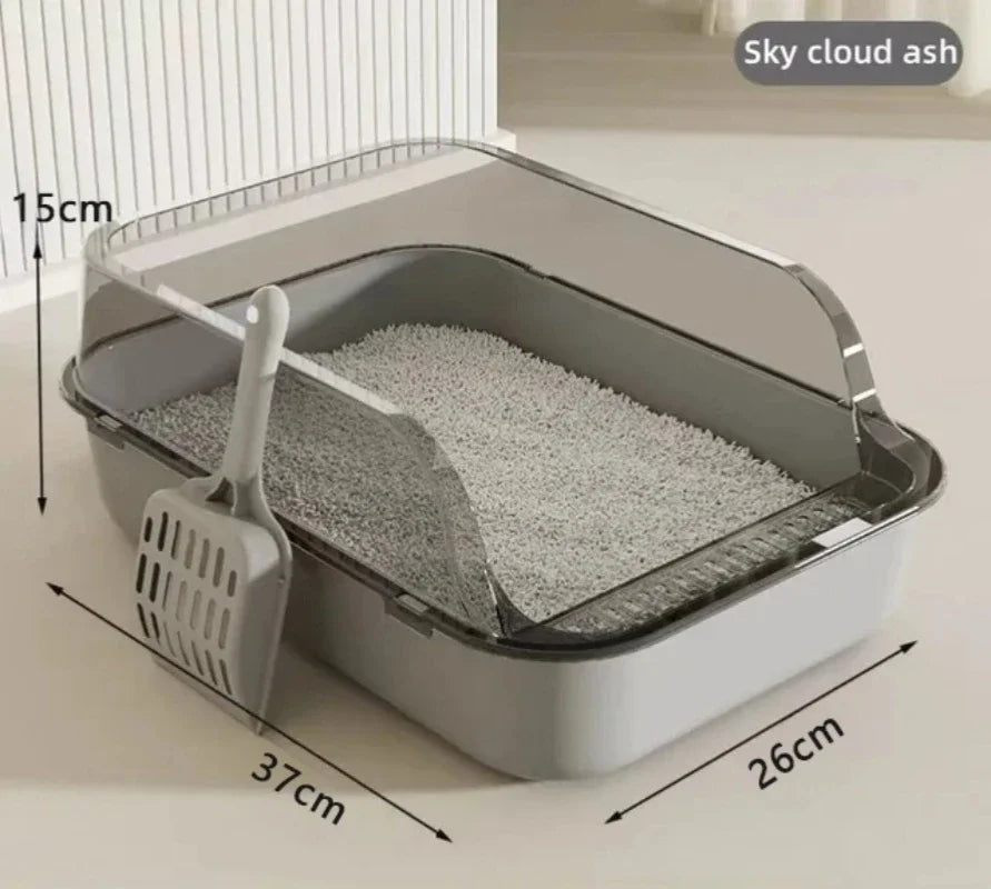Kitty Sandbox Cat Litter Box Semi-enclosed Splashproof Cat Tray Cat Toilet Cleaning Basin Supplies Pet Toilet Kitten Tray Bedpan - Pawsitive Cuddles