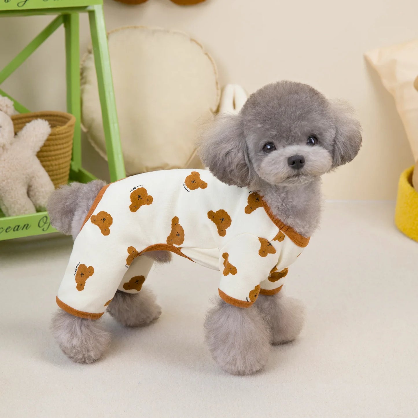 Cute Bear Print Four-Legged Outfit - Pawsitive Cuddles