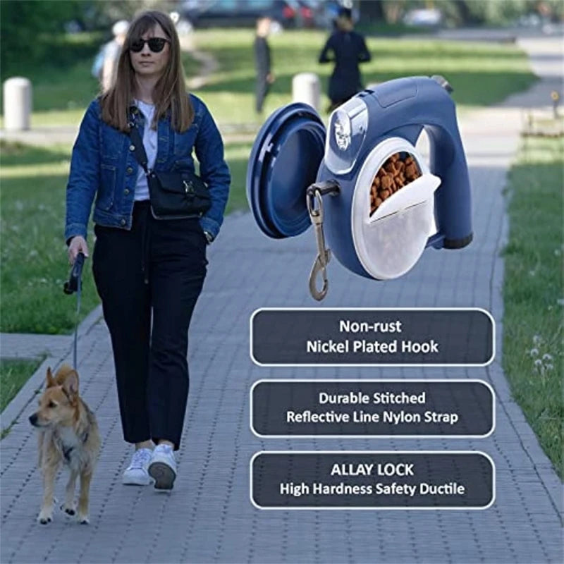 Retractable Dogs Leash with Light, Bags Holder/Water Cup - Pawsitive Cuddles