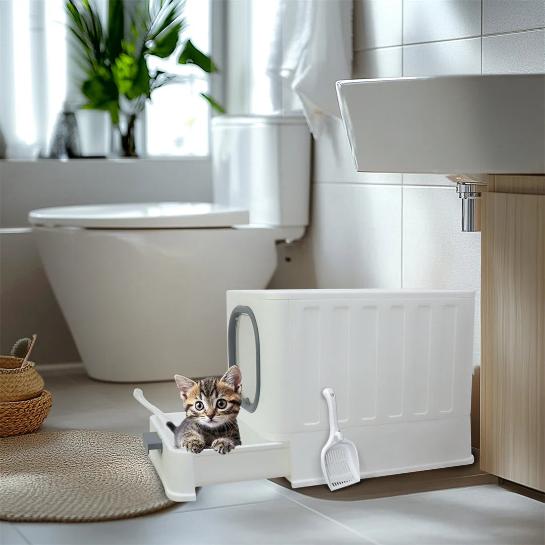 Cat Litter Tray Box: Foldable Top Entry - Pawsitive Cuddles