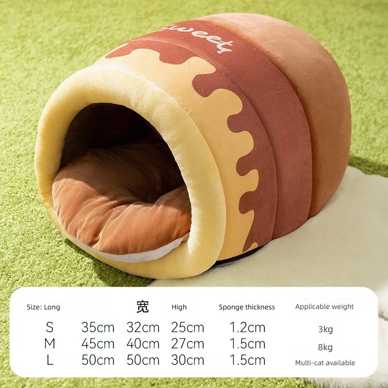 Plush Cat Bed with Reindeer Design - Pawsitive Cuddles