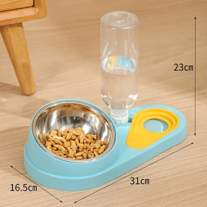 Double Cat Bowl Feeder – Large Capacity Food & Water Dispenser - Pawsitive Cuddles
