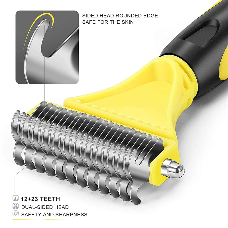 2-Sided Stainless Steel Pet Grooming Brush - Pawsitive Cuddles