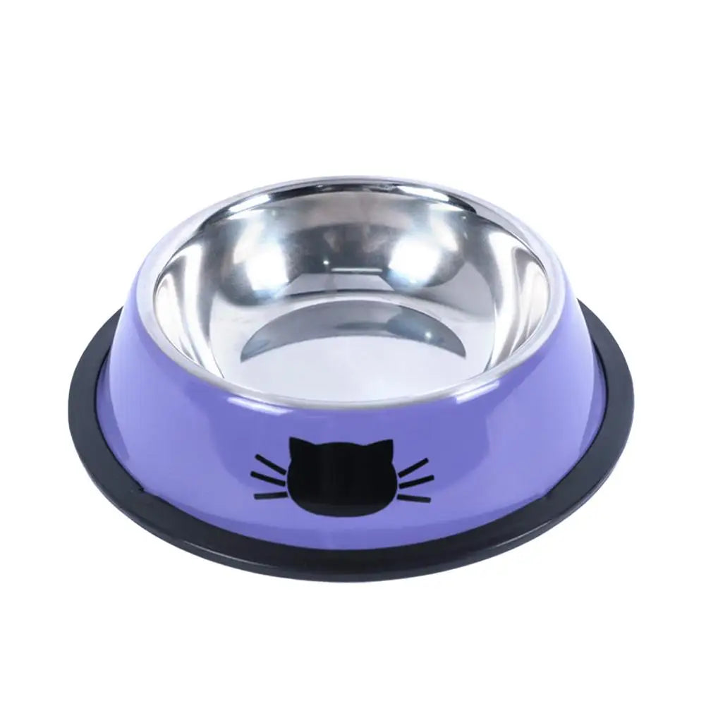 Stainless Steel Cat Food & Water Bowl – Non-Slip Base, Kitten Feeder - Pawsitive Cuddles