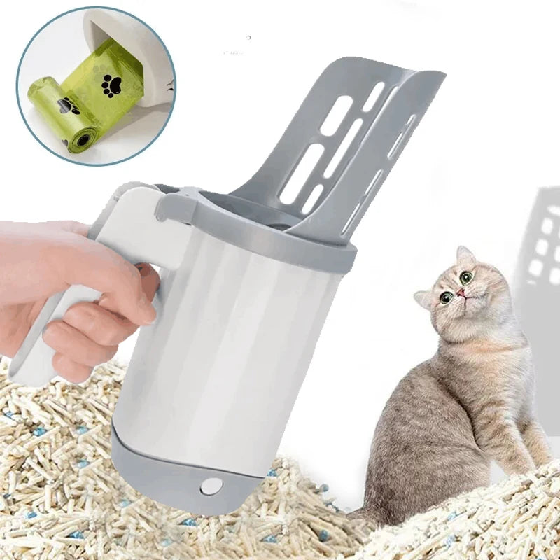 Cat Litter Shovel Scoop with Refill Bag For Pet Filter Clean Toilet Garbage Picker Cat Supplies Cat Litter Box Self Cleaning - Pawsitive Cuddles