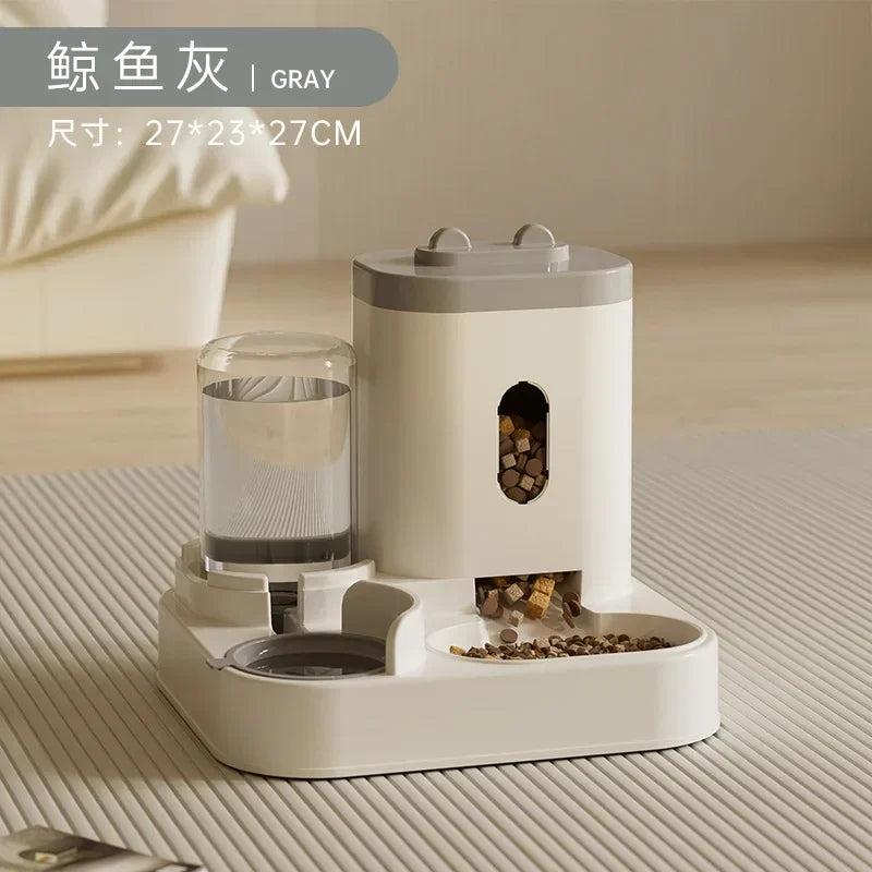 Gravity Automatic Feeder For Dog Cat Food Bowl With Water Fountain Large Capacity