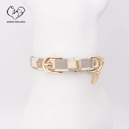 Adjustable PU Leather Pet Necklace with Lucky Clover Charm - Pawsitive Cuddles
