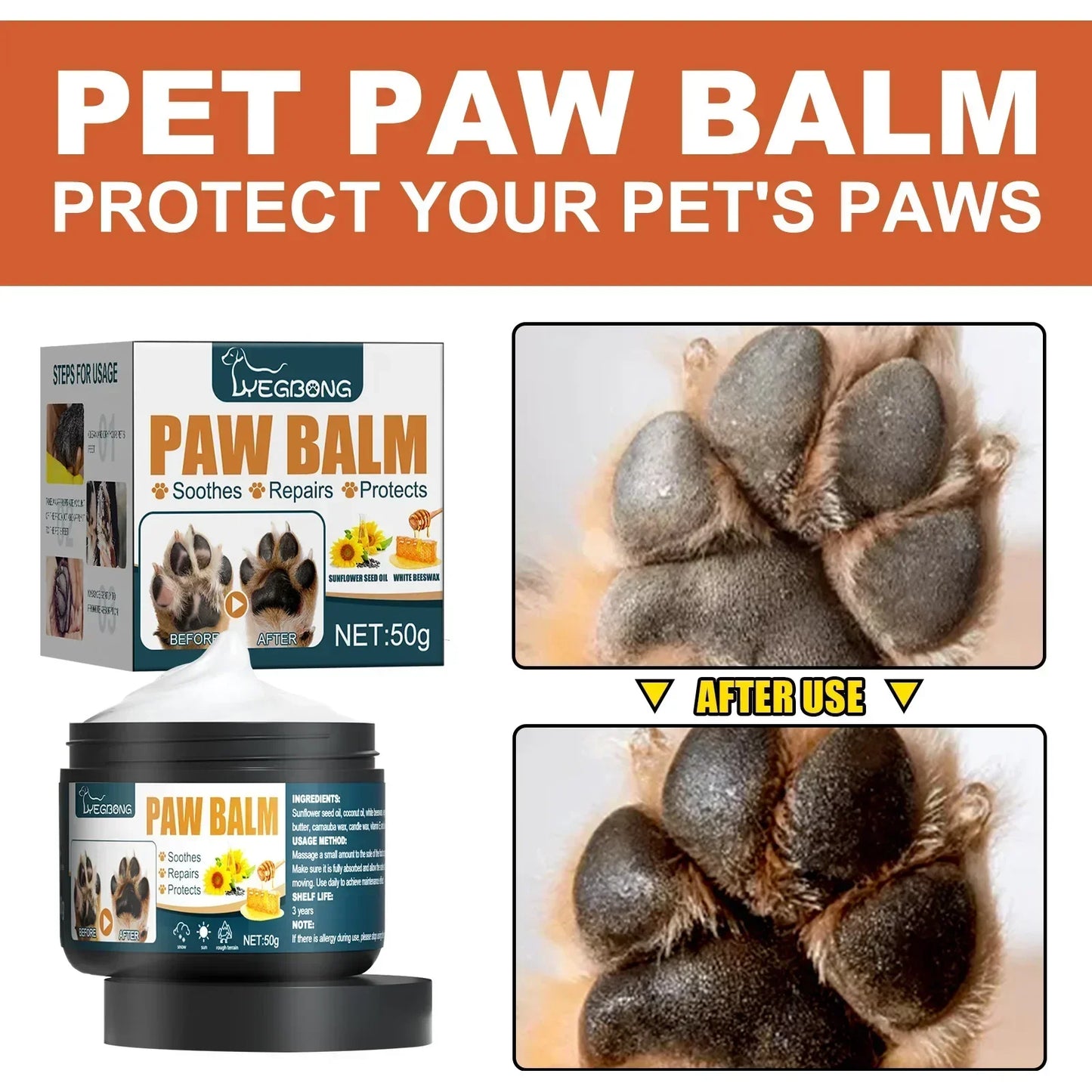 Pet Paw Balm Natural Pet Care Soother Moisturizer Cream Repair Dry Cracking Skin