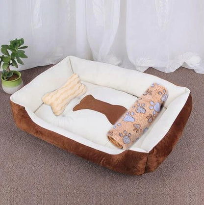 Warm Bone Washable Pet Bed for Dogs & Cats – Soft Cotton Nest - Pawsitive Cuddles