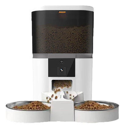 4L Automatic Smart Pet Feeder For Cats Small Dogs Dispenser With Camera Recorder Timing Quantitative Double Bowl