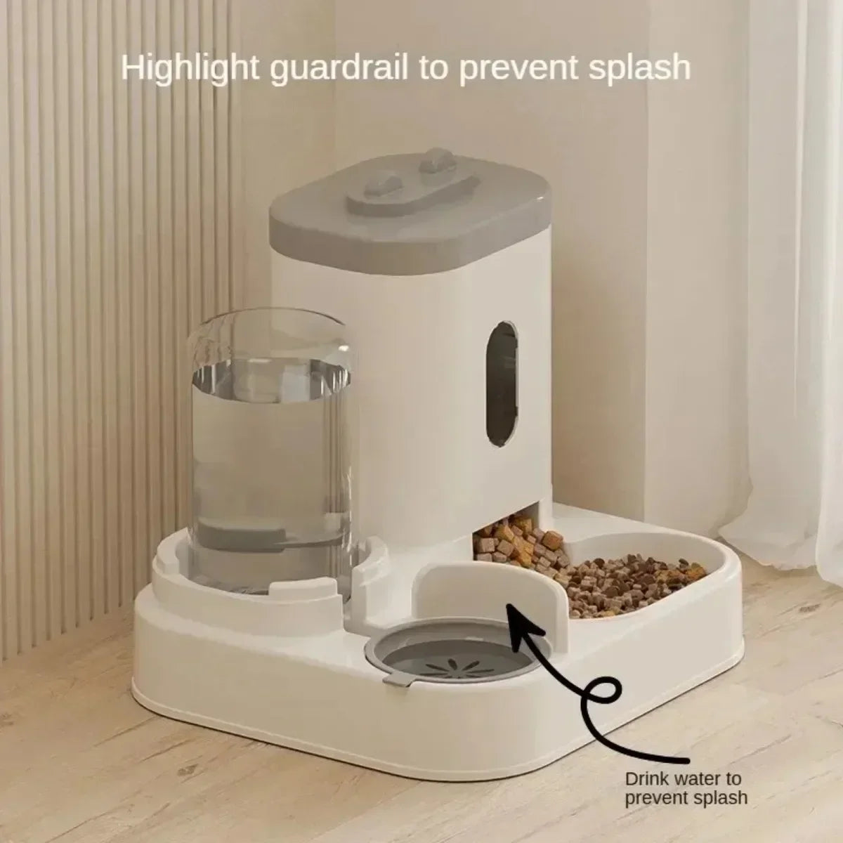 Gravity Automatic Feeder For Dog Cat Food Bowl With Water Fountain Large Capacity