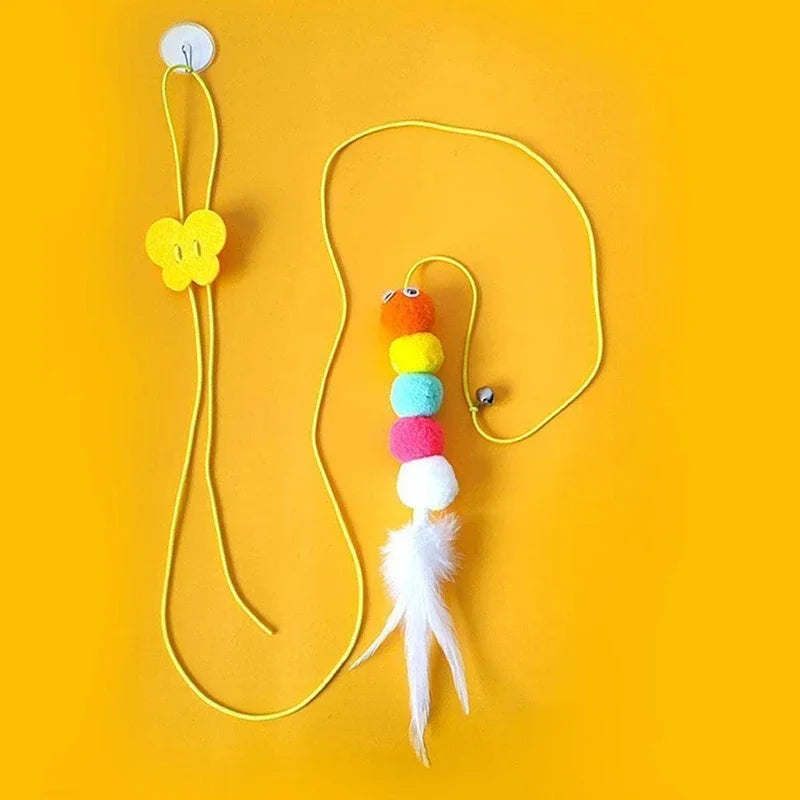 Cat Toy Swing – Elastic Feather Toy - Pawsitive Cuddles
