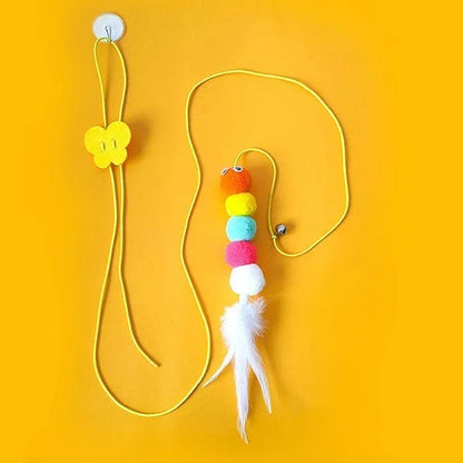 Cat Toy Swing – Elastic Feather Toy - Pawsitive Cuddles