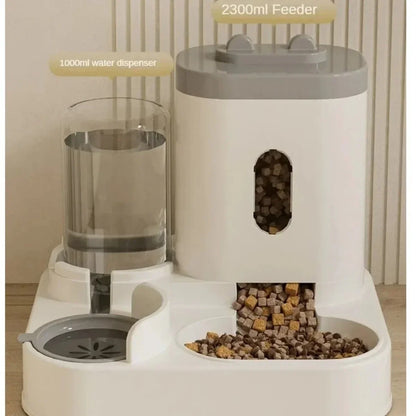 Gravity Automatic Feeder For Dog Cat Food Bowl With Water Fountain Large Capacity