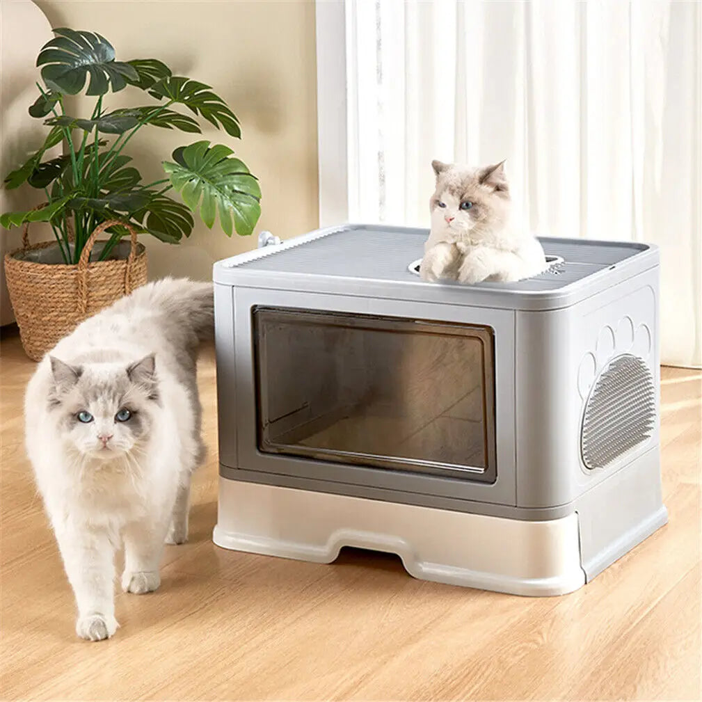 Foldable Cat Litter Box Front Entry & Top Exit - Pawsitive Cuddles